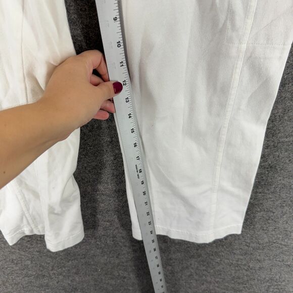 J. Jill Cropped Pants Women L Large White High Rise Pull On Capri Flat Front - Picture 6 of 9